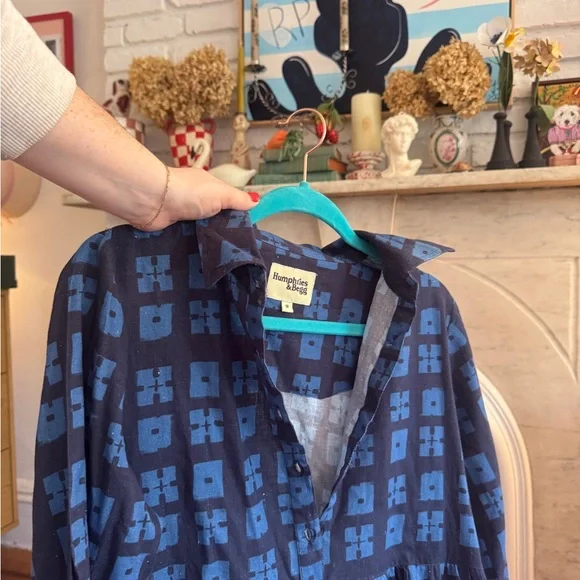 Humphries & Begg Blue Patterned Womens shirtDress - Picture 3 of 3